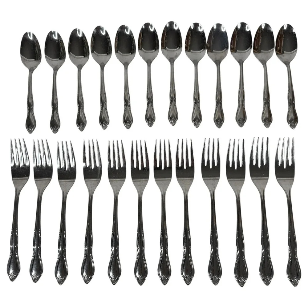 Oneida Wm A Rogers Montclair Gloria Stainless Flatware Set Fork Spoon Floral Tip